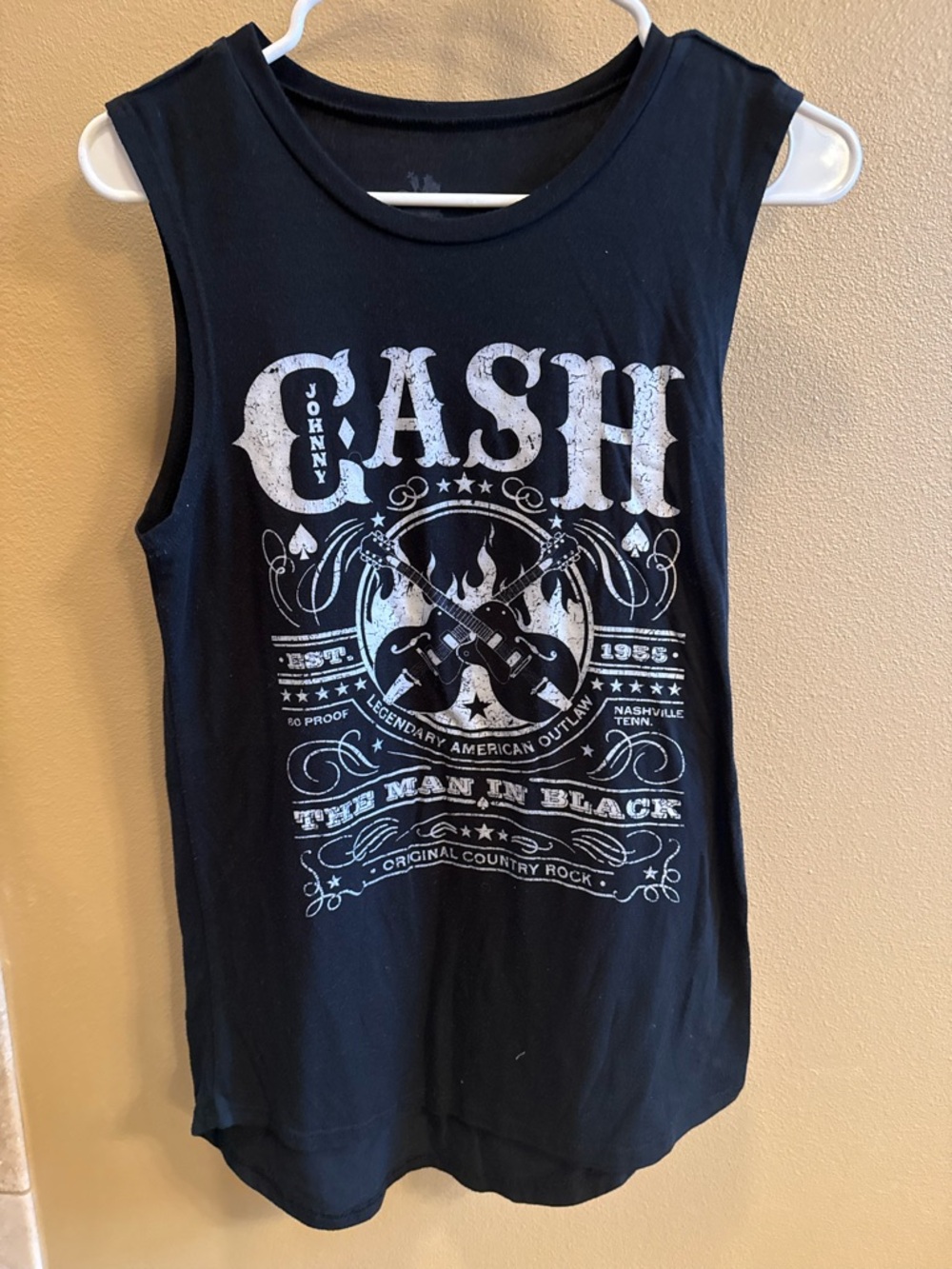 Zion Rootswear Black Muscle Tee with White Johnny Cash Graphic